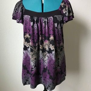 Purple Black Gray Dressy Blouse
